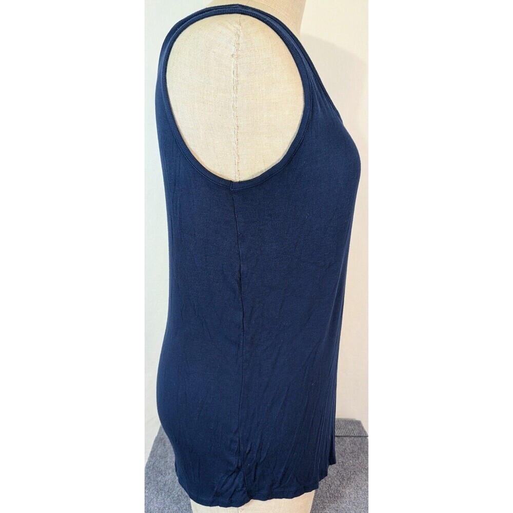 Terra & Sky Navy Blue Ribbed Scoop Neck Tank Top Modal Blend Plus Size 1X 16W-18 - Picture 2 of 7